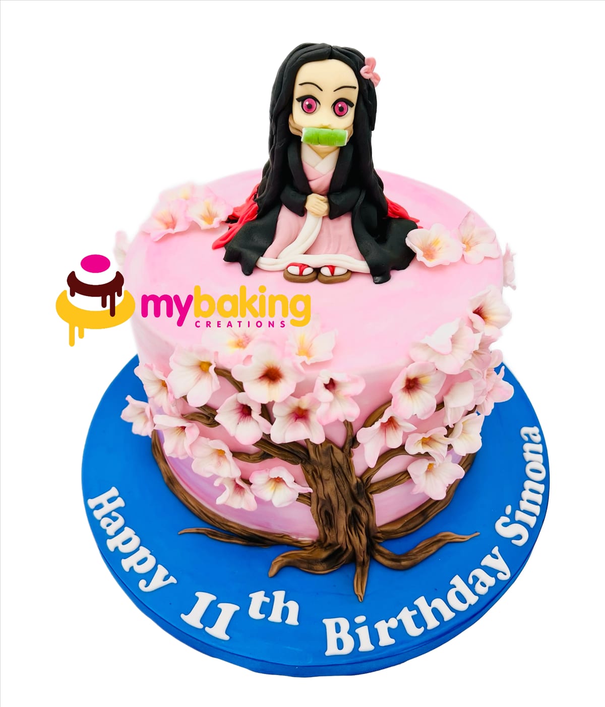 Custom Nezuko Demon Slayer anime sculpted cake Bay Area